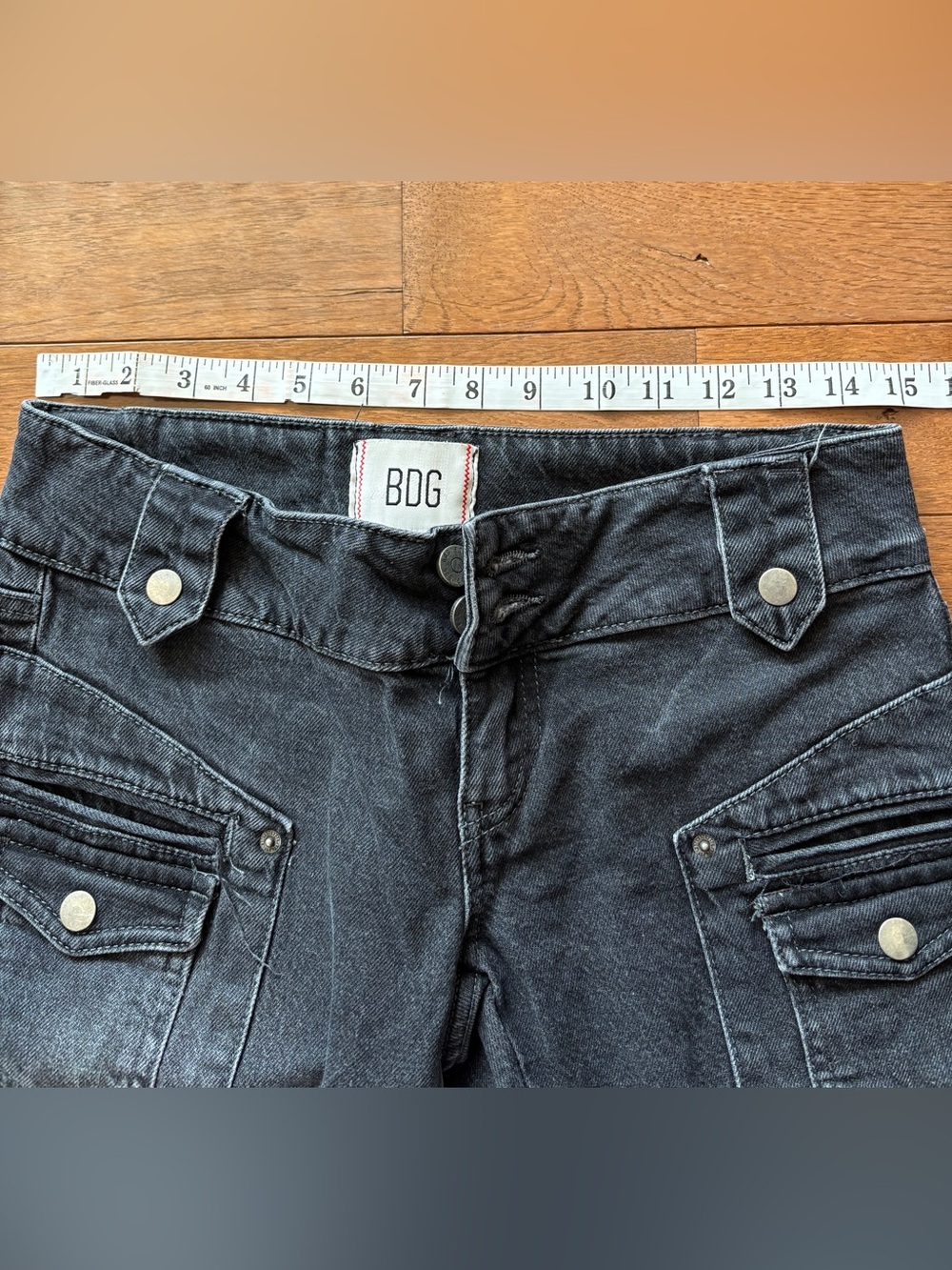 BDG Black Faded Flare Jeans with Front Snap Pockets - Picture 3 of 5